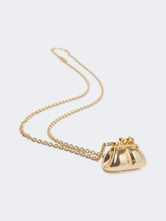 Lange Halskette mit Pasticcino-Taschenanhänger, gold