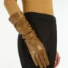Lange Handschuhe aus Nappaleder, tabakfarben
