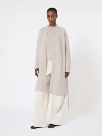 Langer Cardigan aus Alpaka und Wolle, sandfarben