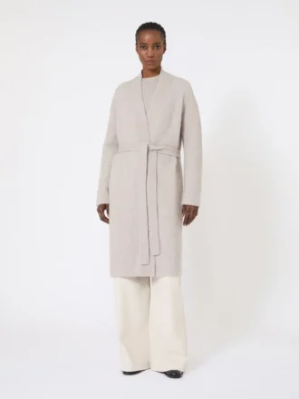 Langer Cardigan aus Alpaka und Wolle, sandfarben