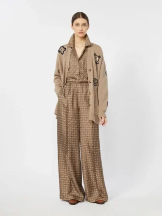 Langer Cardigan aus Wolle und Kaschmir, sandfarben