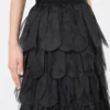 Langer Rock mit Blütenblättern aus Seidenorganza, schwarz Langer Rock mit Blütenblättern aus Seidenorganza, schwarz