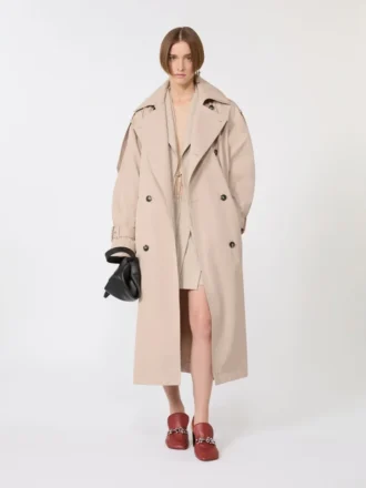 Langer, wasserabweisender Trenchcoat aus Twill, beige