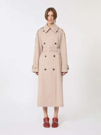 Langer, wasserabweisender Trenchcoat aus Twill, beige
