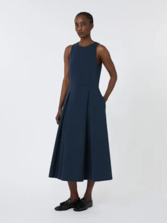 Langes, ausgestelltes Kleid aus Scuba-Jersey, ultramarinblau