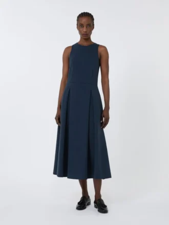 Langes, ausgestelltes Kleid aus Scuba-Jersey, ultramarinblau