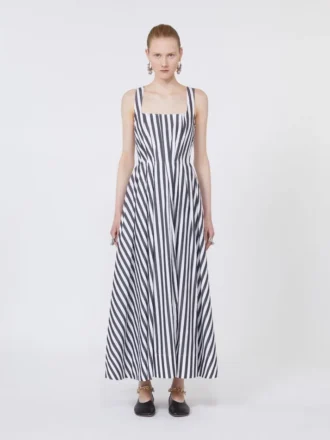 Langes Kleid aus Baumwollpopeline, schwarz
