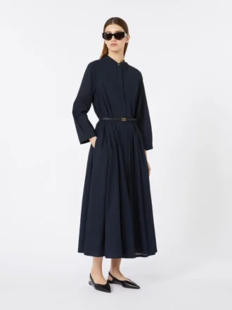 Langes Kleid aus Baumwollvoile, ultramarinblau