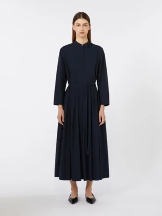 Langes Kleid aus Baumwollvoile, ultramarinblau