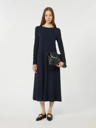 Langes Kleid aus Viskose-Jersey, marineblau