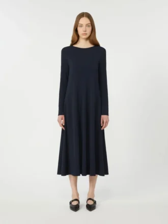 Langes Kleid aus Viskose-Jersey, marineblau