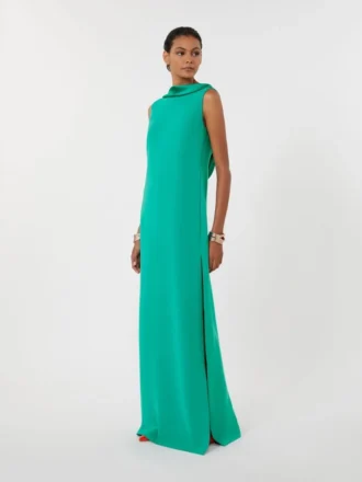Langes, leichtes Cady-Kleid, grün