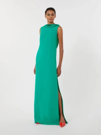 Langes, leichtes Cady-Kleid, grün