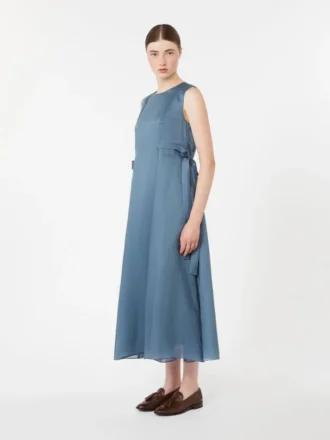 Langes Ramie-Kleid, himmelblau