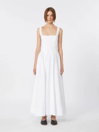 Langärmelloses Kleid aus reiner Baumwolle, optisches Weiß