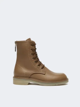 Leder-Combat-Stiefel, haselnussbraun