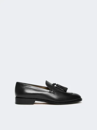Leder-Loafer mit Quasten, schwarz
