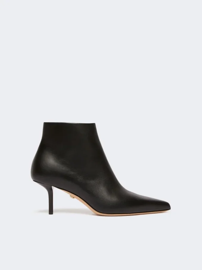 Leder-Stiefeletten mit Reißverschluss, schwarz Leder-Stiefeletten mit Reißverschluss, schwarz