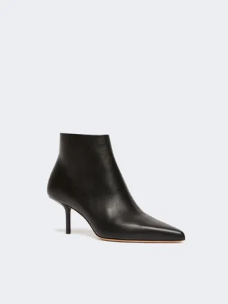 Leder-Stiefeletten mit Reißverschluss, schwarz