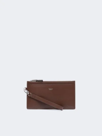 Leder-Täschchen mit Handgelenkriemen, kakao