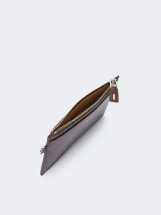 Leder-Täschchen mit Handgelenkriemen, kakao