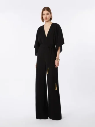 Leichter Jumpsuit aus Cady, schwarz