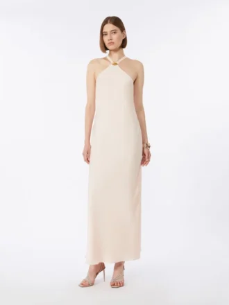 Leichtes Satinkleid, beige-rosa