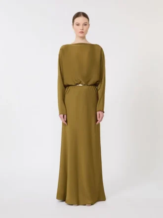 Leichtes Satinkleid, khaki