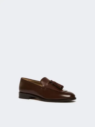 Loafer aus Leder mit Quasten, kakaobraun