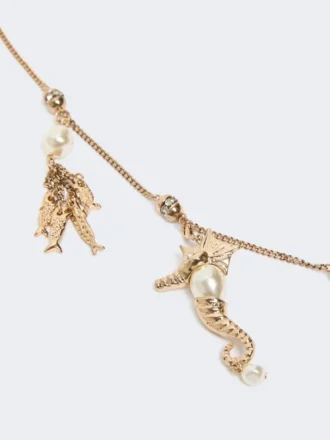 Metallic-Halskette „Abissi“ mit Strasssteinen, gold