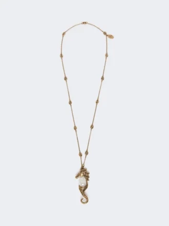 Metallic-Halskette mit Broschenanhänger, gold