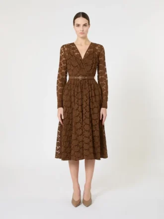 Midi-Kleid aus Tüll, schokoladenbraun