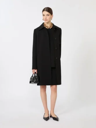 Midi-Mantel aus Cady, schwarz Midi-Mantel aus Cady, schwarz