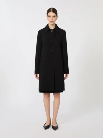 Midi-Mantel aus Cady, schwarz Midi-Mantel aus Cady, schwarz