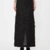 Midirock aus Seidenjacquard, schwarz