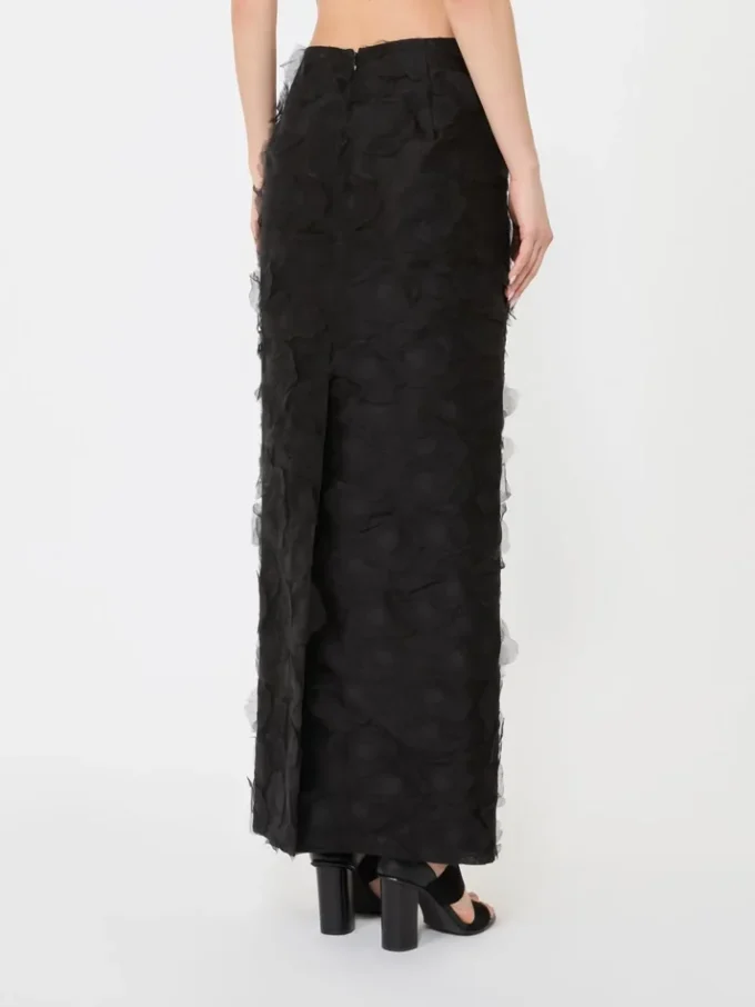 Midirock aus Seidenjacquard, schwarz