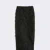 Midirock aus Seidenjacquard, schwarz