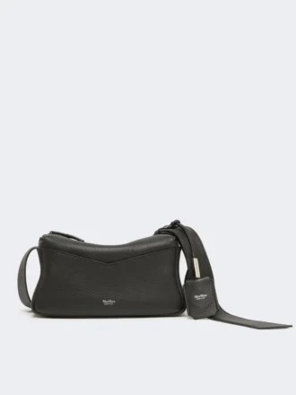 Mikro-Handtasche aus mattem Leder, schwarz