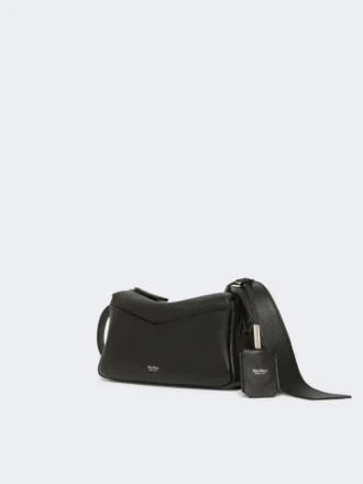 Mikro-Handtasche aus mattem Leder, schwarz