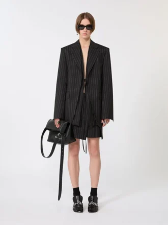 Minirock aus Gabardine mit Nadelstreifen, schwarz