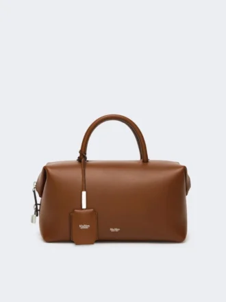 Mittlere Bowler-Tasche aus naturbelassenem Leder, bernsteinfarben