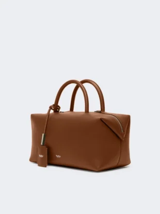 Mittlere Bowler-Tasche aus naturbelassenem Leder, bernsteinfarben