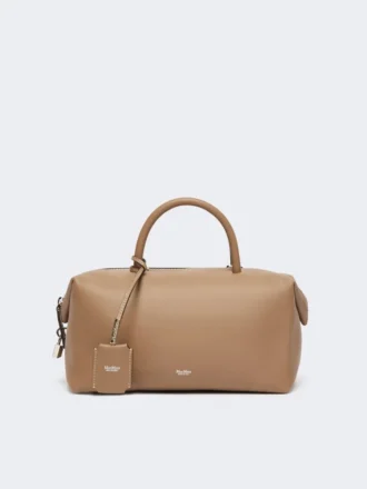Mittlere Bowler-Tasche aus naturbelassenem Leder, Farbe: Mud