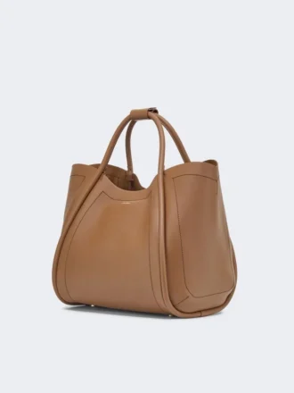 Mittlere Marine-Handtasche aus Leder, braun-bronzefarben
