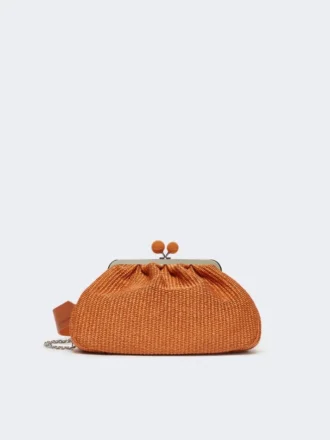 Mittlere Pasticcino-Tasche in Raffia-Optik, lachsfarben