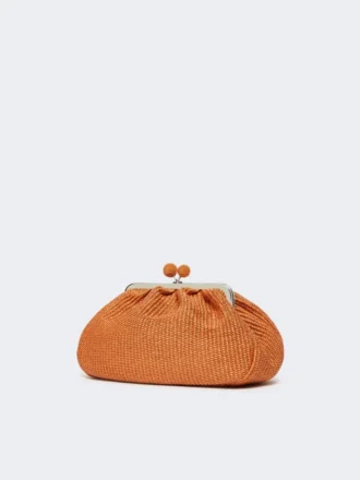 Mittlere Pasticcino-Tasche in Raffia-Optik, lachsfarben