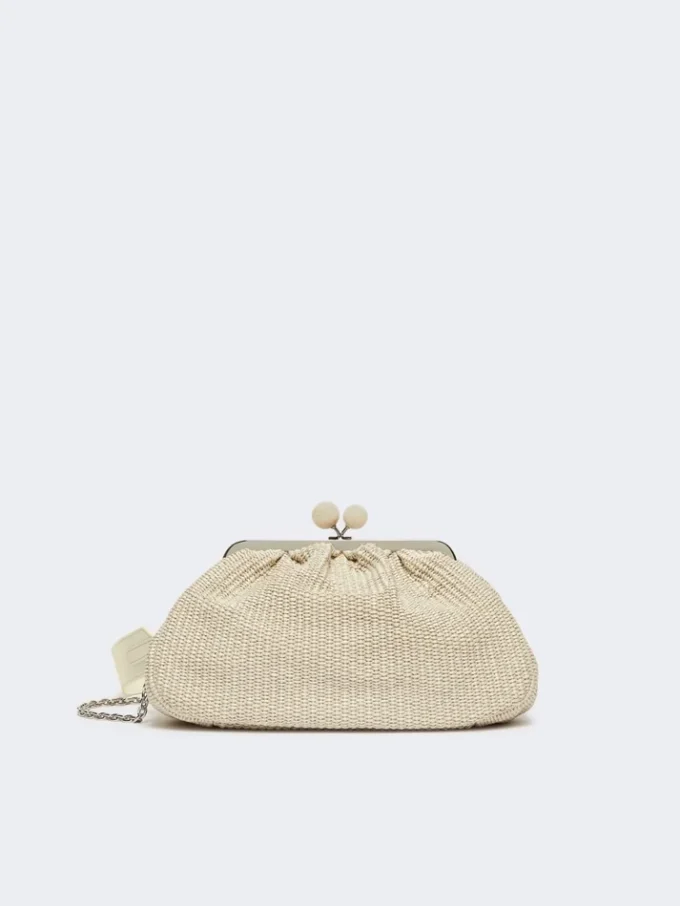 Mittlere Pasticcino-Tasche in Raffia-Optik, taubengrau Mittlere Pasticcino-Tasche in Raffia-Optik, taubengrau