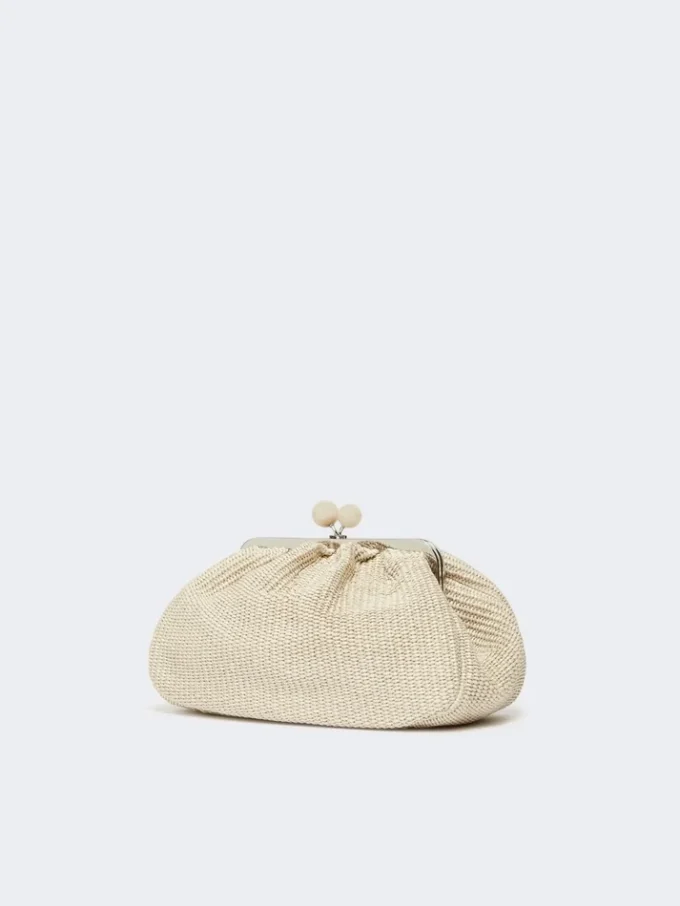 Mittlere Pasticcino-Tasche in Raffia-Optik, taubengrau Mittlere Pasticcino-Tasche in Raffia-Optik, taubengrau