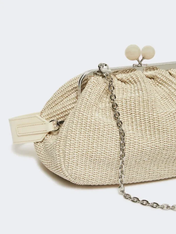 Mittlere Pasticcino-Tasche in Raffia-Optik, taubengrau Mittlere Pasticcino-Tasche in Raffia-Optik, taubengrau