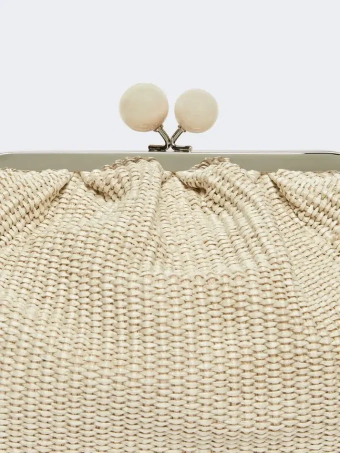 Mittlere Pasticcino-Tasche in Raffia-Optik, taubengrau Mittlere Pasticcino-Tasche in Raffia-Optik, taubengrau